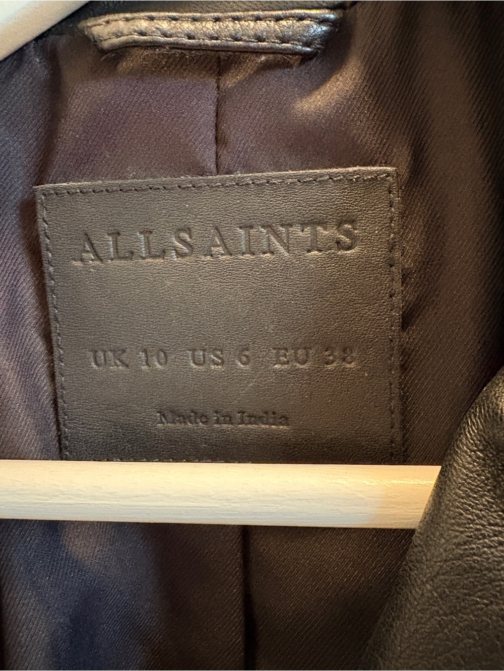 AllSaints Black Leather Biker Jacket with Silver Zippers - Picture 3 of 3